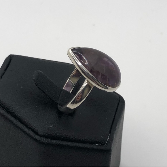 Vtg Sterling & Amethyst Teardrop Pear Shaped Stone Ring Sz 6.75 - Picture 5 of 9